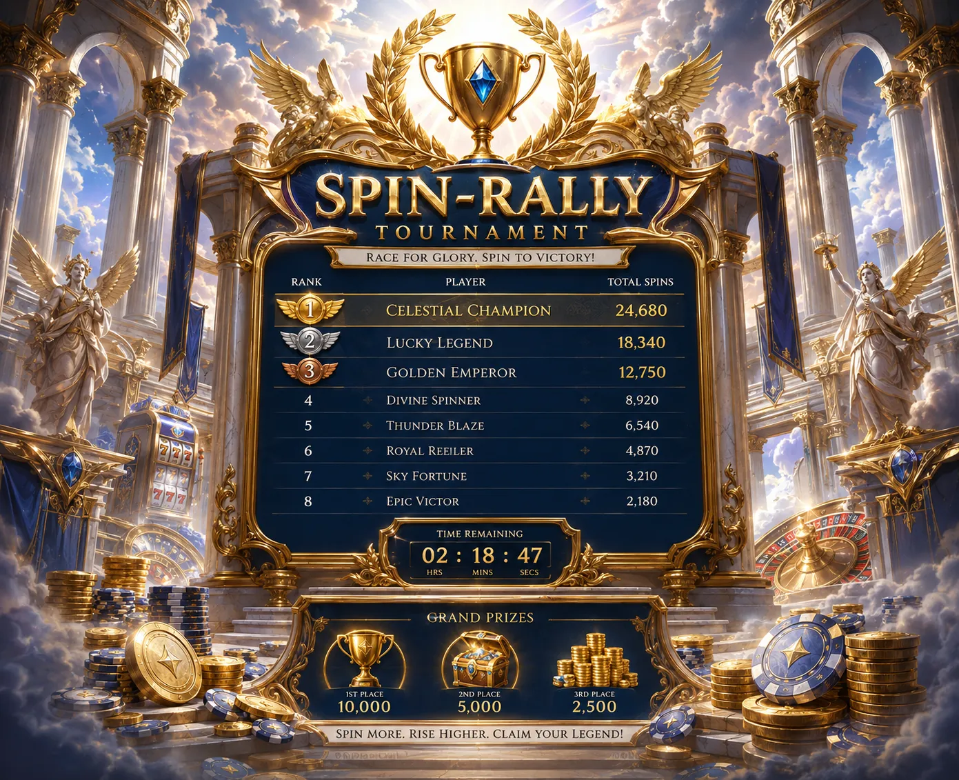Cazeus Spin Rally tournament leaderboard